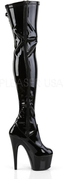 Adore-3050 plateau lak overknee laars met lint en stiletto hak zwart - (EU 37 = US 7) - Pleaser — thumbnail 2