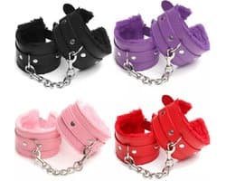 PU Leren Handboeien I Sm Pluche Handboeien I BDSM I Bondage I Met Ketting I Rood