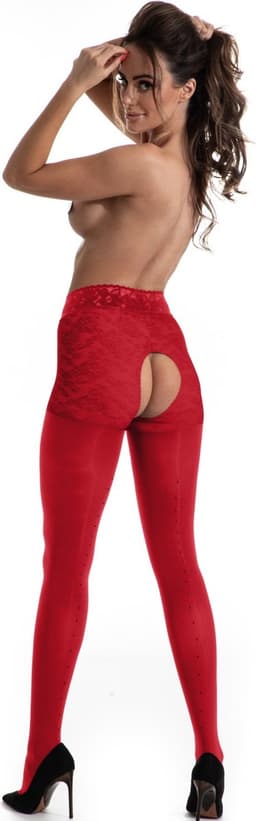 Panty open Kruis - 60/30 Denier - Kleur: Rood - Maat: S/M - Model: Blackdiamond - Merk: Amour — thumbnail 5