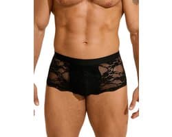 Zeloria Heren Kant Boxer – Transparante Erotische Lace Boxershort – Zwart – XL – Stretch & Comfort