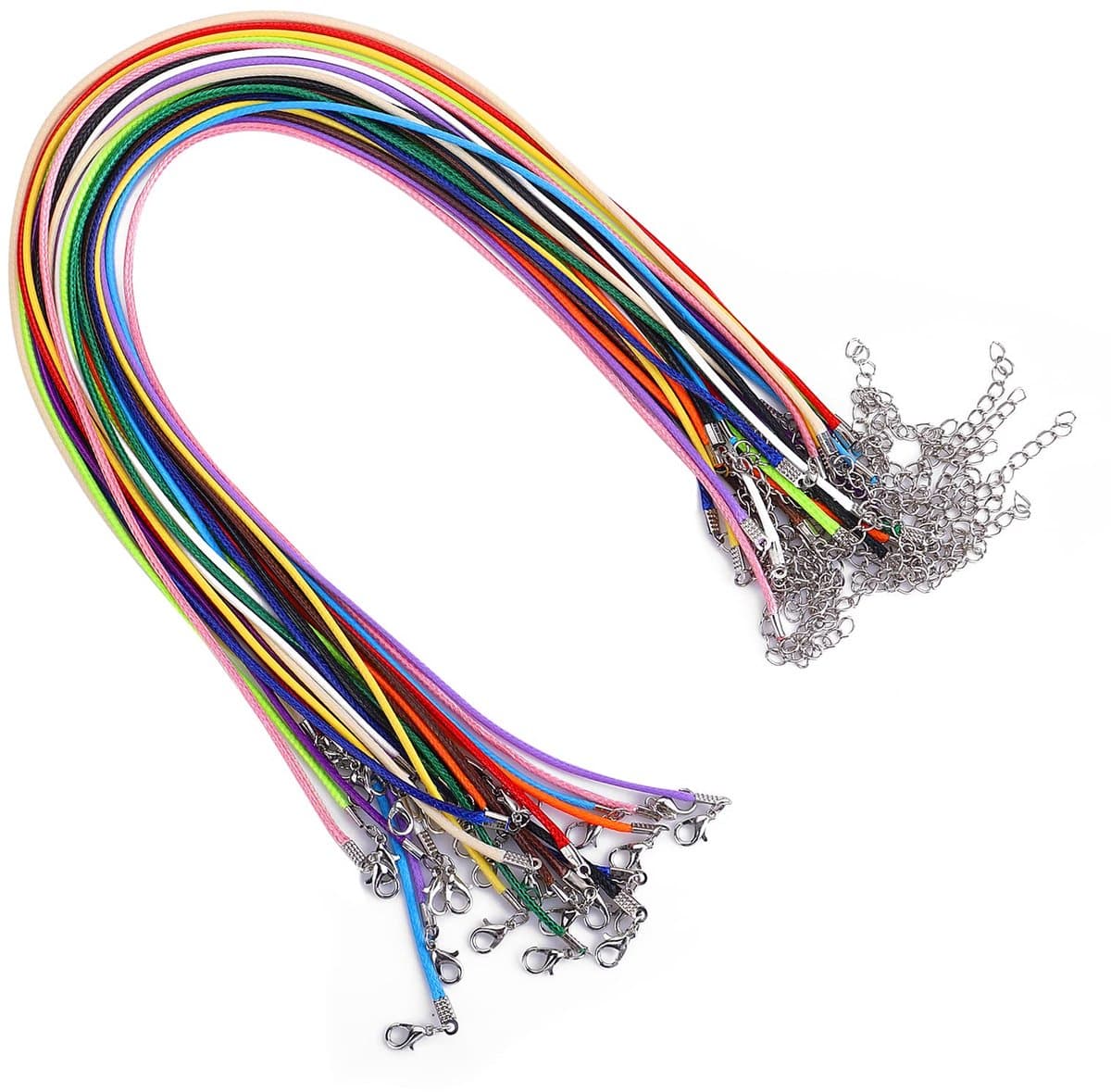 28 stuks ketting koord katoenen ketting 45 cm mix kleur ketting koord met kreeft klauw gesp sieraden maken ketting touw string met gesp voor doe-het-zelf armband hanger — afbeelding 1