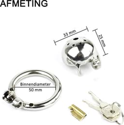 DOWO® - Mini Locker - Kuisheidskooi- Chastity cage - Peniskooi - Hemisferisch - Staal - 50 mm — thumbnail 2