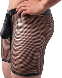 Transparante boxershort - open kruis - BDSM - PU leder - afneembaar - exotische lingerie heren - Sexy — thumbnail 4