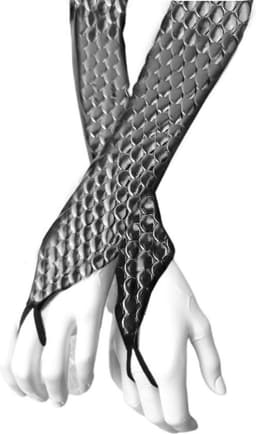 BamBella® - Extra lange Handschoenen zwart S/M vingerloos glans shiny reptiel look Sexy fetish erotiek erotische lingerie accessoire - onesize — thumbnail 3