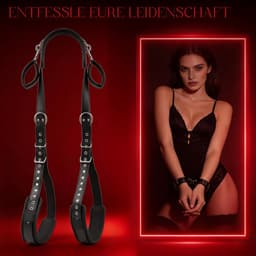 DOWO® - Body Bondage - Handboeien - Kleding Accessoires - Sexy Lingerie - Erotiek Riem - SM BDSM - PU Leer- Harnas Vrouwen - Handboeien - Sextoys voor vrouwen - Zwart — thumbnail 4