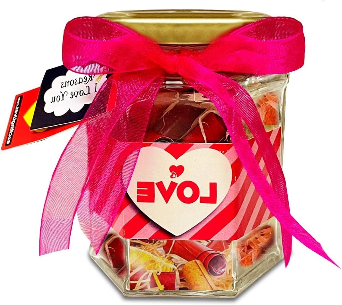 Romantische Berichten Pot - Liefdespot Valentijnscadeau - Cadeau Geven - 20 Romantische Berichten - 9 x 8 x 8 cm — afbeelding 1