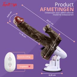 TipsToys® 5-in-1 Multifunctionele Dildo - Vibrator met Afstandsbediening Likkend, Verwarmend, Vibrerend, Thrusting en Handsfree - Bruin — thumbnail 4