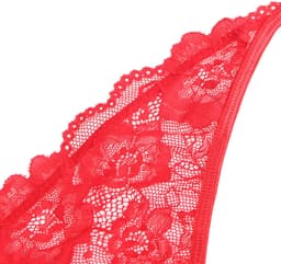 Sexy Lingerie - Erotische Rode Glamour Body Kant met Decolleté - Stras steentjes - Open Kruis - Sexy Teddy - Erotiek - Valentijnsdag - Kleur Rood - Maat L — thumbnail 5