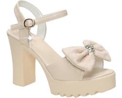 Sandalen met Plateau - Hoge Hakken - Feestelijke Gelegenheden - Verstelbare Enkelband - 10cm Hak 3cm Plateau