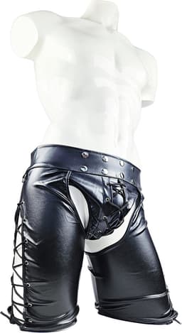 BamBella ® Nep Leer broek - Maat L - Zwart - BDSM kleding erotische onderbroek heren kleding — thumbnail 1