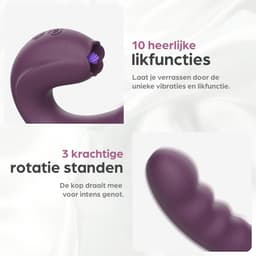 Sinsaa Zoë Tong Vibrator - Likende Tong Vibrator - Clitoris Zuiger - Dildo Vibrator - Likkende Tong - Bef Vibrator - Clitoris Stimulator - Sex Toys voor vrouwen - 10 Likstanden - 3 Rotatiestanden - Siliconen - Voor hem - Voor haar — thumbnail 3