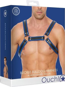 Shots - Ouch! Leren Bulldog Harnas met Gespen - L/XL blue L/XL — thumbnail 2