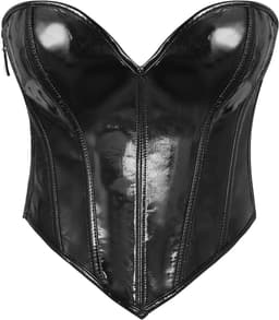 Leren korset voor dames - Kunstlederen corsage zonder bandjes, bustier en top met ritssluiting — thumbnail 1