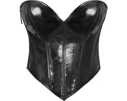 Leren korset voor dames - Kunstlederen corsage zonder bandjes, bustier en top met ritssluiting