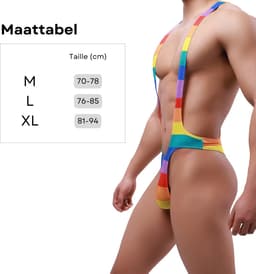 Sexy Heren Bodysuit - Jockstrap G-String Ondergoed in Regenboog Kleuren - Pride Lingerie Mankini voor Mannen - Maat M — thumbnail 3