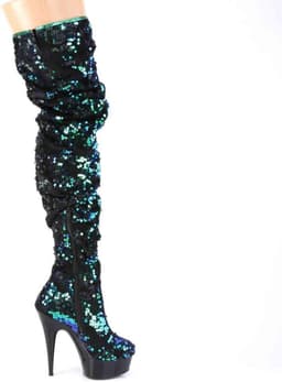 Pleaser - DELIGHT-3004 Plateau overknee Laarzen - US 6 - 36 Shoes - Groen/Zwart — thumbnail 5