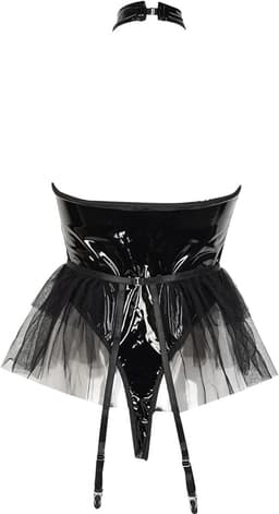 Sexy Lingerie Body – Erotisch jurkje – Rollenspel – Lak & Netstof – Latex & Datex – Kinky Mesh Bustier met Tule Rokje – Verleidelijk Fetish – Erotische Lingerie – BDSM – Lingerieset Dames – Sexy Lingerie – Festivallook – Bitch – Maat XS, S, M, L, XL — thumbnail 5