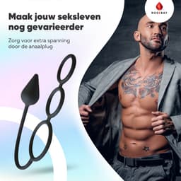 Rosebay Vibrerende Cockring met Buttplug - Penisring - Anaal Plug - Penisring Vibrerend - Eikelring - Buttplug - Zwart — thumbnail 5