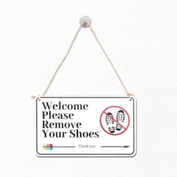 Trek je schoenen uit-bord, 25x15cm acryl Trek je schoenen uit-bord met touw, waterdicht Geen schoenen-bord voor thuis, kantoor, café, restaurant, voordeur — thumbnail 1