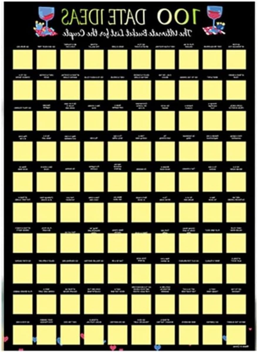Krasposter voor koppels - Liefdesspel Poster - Romantische avonden - 100+ liefdesideeën - 44 x 6 cm - Zoals afgebeeld — afbeelding 1