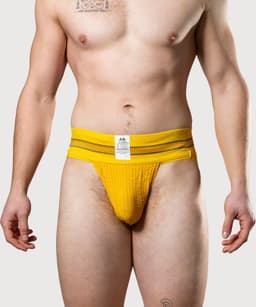 MM Sports The Original No. 10 Swimmer/Jogger Jockstrap 3 inch Yellow - MAAT XL - Heren Ondergoed - Jockstrap voor Man - Mannen Jock — thumbnail 3