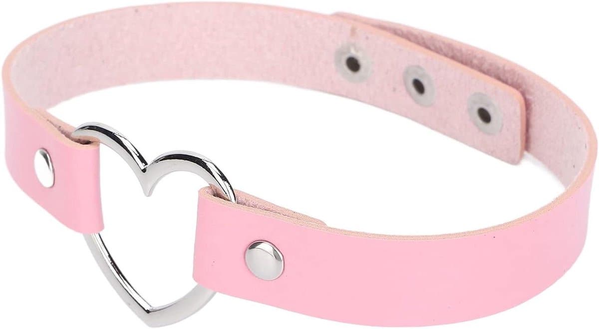 Choker Kraag van PU Leer voor Dames met Hartvormige Decoratie, Modieuze Halsketting en Accessoire voor Dagelijks Gebruik — afbeelding 1