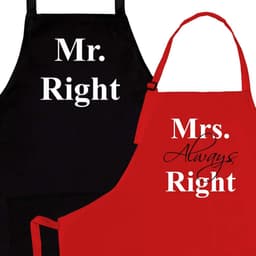 Koppel Schorten - Mr Mrs Sets - Keuken Gebruik - Gemaakt voor Koppels - Uniseks Volwassene - Wit — thumbnail 1