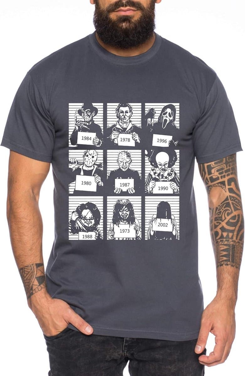 Heren Halloween T-Shirt met Iconische Horrorfilm Personages — afbeelding 1