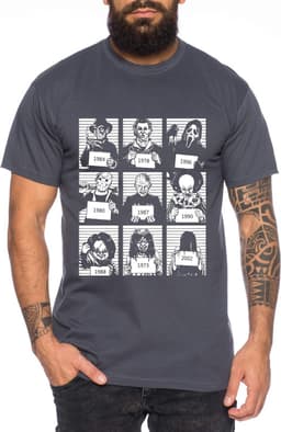 Heren Halloween T-Shirt met Iconische Horrorfilm Personages — thumbnail 1