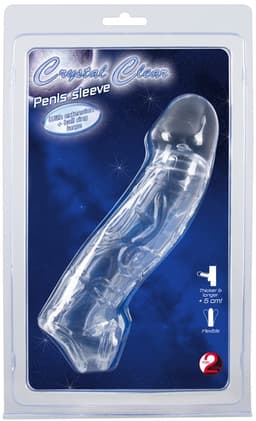 You2Toys – Geaderde Penis Sleeve Huls met Masssieve Eikel en Licht Gebogen Ontwerp – Transparant — thumbnail 1