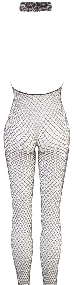 Mandy Mystery Lingerie – Catsuit met Open Netstof en Kanten Kraag voor  Avonden - Maat S/M – Zwart — thumbnail 2