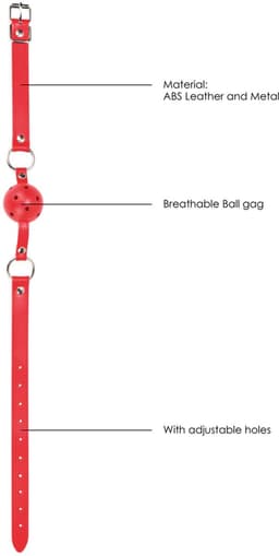 Ouch! Mond Knevel met Geperforeerde Bal en Lederen Band Verstelbaar - Rood — thumbnail 2