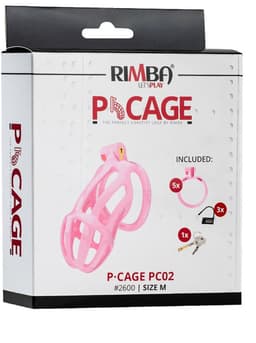 Rimba Toys - P-Cage PC02 - Kunststof Kuisheidskooi - Peniskooi - Chastity - Roze - Verkrijgbaar in 3 maten — thumbnail 4