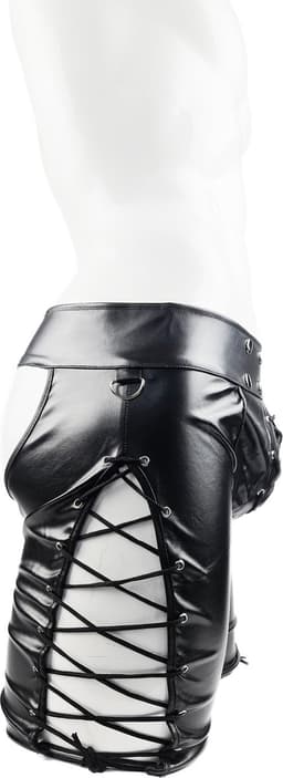 BamBella ® Nep Leer broek - Maat L - Zwart - BDSM kleding erotische onderbroek heren kleding — thumbnail 2