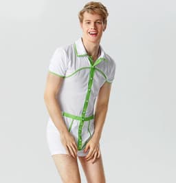 Erotische dokter rollenspel - Heren - Jumpsuit - Wit Groen - BDSM - Bodysuit — thumbnail 4