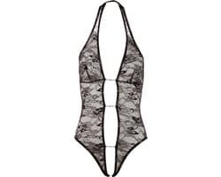 Abierta Fina – Sexy Halternek Body met Open Voorzijde voor  Avonturen – Maat M - Zwart