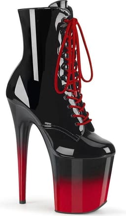 Pleaser - FLAMINGO-1020BR-H Plateau Laarzen, Paaldans schoenen - Paaldans schoenen - 39 Shoes - Zwart/Rood — thumbnail 1