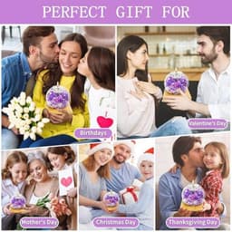Queltrix Eeuwige bloem in glas & geurkaarsenset, geconserveerde bloemen, romantisch cadeau, geschenkdoos met 18 kaarsen, cadeauset voor Moederdag, verjaardag, jubileum, Kerstmis (paars) — thumbnail 4