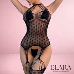 Elara - Amarilla - Bodystocking Erotische Lingerie met Open Kruis - Catsuit - S t/m XL - Sexy Dames Lingerie - Zwart — thumbnail 5