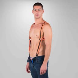 665 Neoprene - Riemenbody - Bretels - Zwart Oranje - Verkrijgbaar in 2 maten - Heckler Harness Black Orange L/XL — thumbnail 5