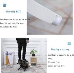 Moderne lage rug make-up tafel stoel met gewatteerde bank en hoge elastische spons zitting voor lounge slaapkamer witte rubberen houten poten inbegrepen — thumbnail 5