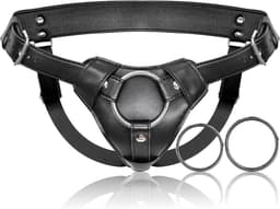 Daity Strap-on Dildo Harnas – Seksspeelgoed voor Volwassenen – Pegging Dildo – Verstelbare Riem voor Taille en Dij van Zacht Nylon en Vegan Leer, met 2 Formaten Metalen O-ringen – Geschikt voor Vaginale en Anale Seks – Zwart — thumbnail 1