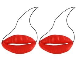 Dailygoods - sausage mouth decor - grappige lippen - 2x set - voor Halloween - feestartikelen - leuk voor feestjes - rood