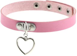 Sleutelbeenketting - Halsomtrek 32 cm~38 cm - Choker met hartvormige hanger - Halsband voor dames - Gotische leren choker - Punkstijl ketting - Choker - Halsband - Halsketting - Metalen choker - Kettingchoker - Bikerchoker - Halsring — thumbnail 1