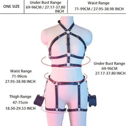 Sexy Lingerieset – Complete Set – Inclusief Masker, Handboeien & Harnas Body – Zwart – Verstelbaar – BDSM – Fetish Lingerie – PU Leer – B.I.T.C.H. – Wasteland – Sexy Lingerie – Kinky Lingerie – Erotische Lingerie – Dare to Undress – One Size — thumbnail 5