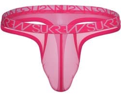 SUKREW Sheer Low-rise Thong Elect Pink - MAAT S - Erotisch Heren Ondergoed - String voor Man - Sexy mannen String