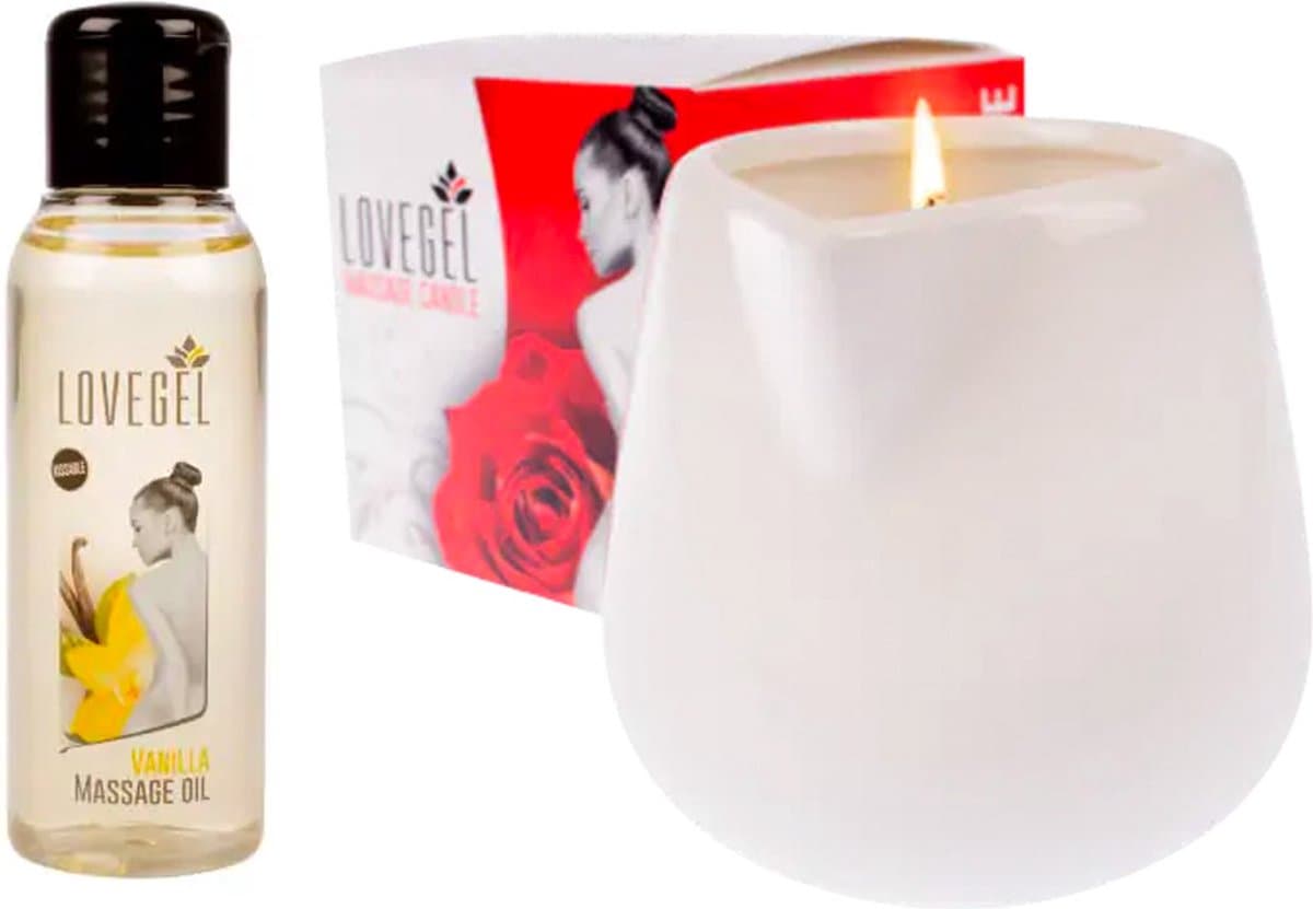 Lovegel - Massage kaars - Erotisch massage olie - Roos - Vanille — afbeelding 1