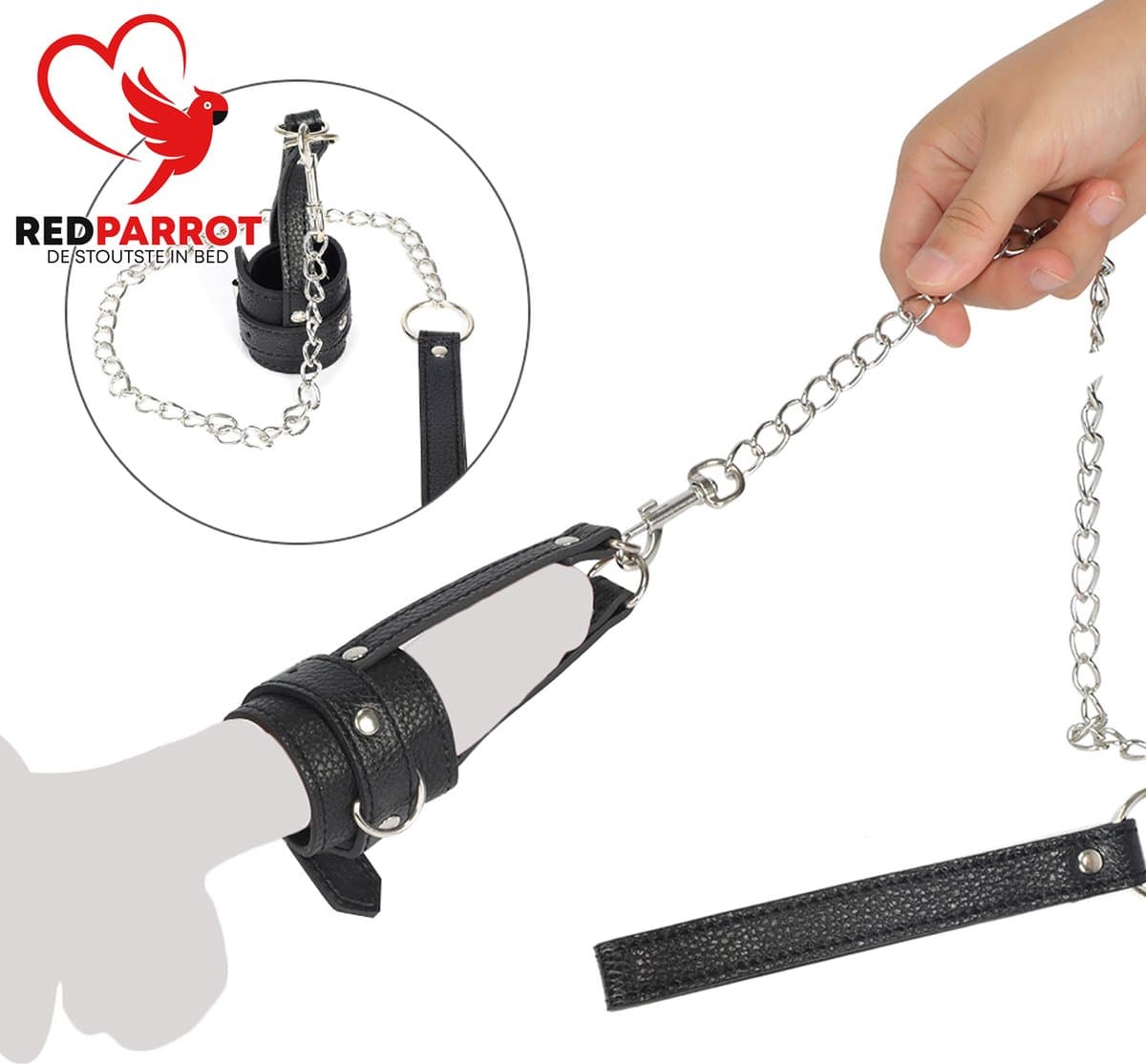 Penis riem met ketting - BDSM - Stretch - Dominant - Verstelbaar - Slaaf — afbeelding 1