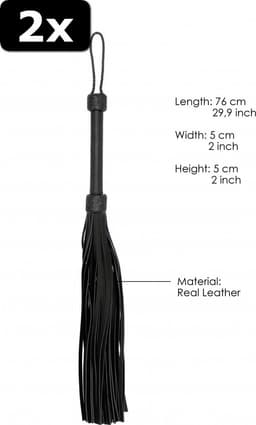2x Heavy Leather Tail Flogger - Black — thumbnail 4