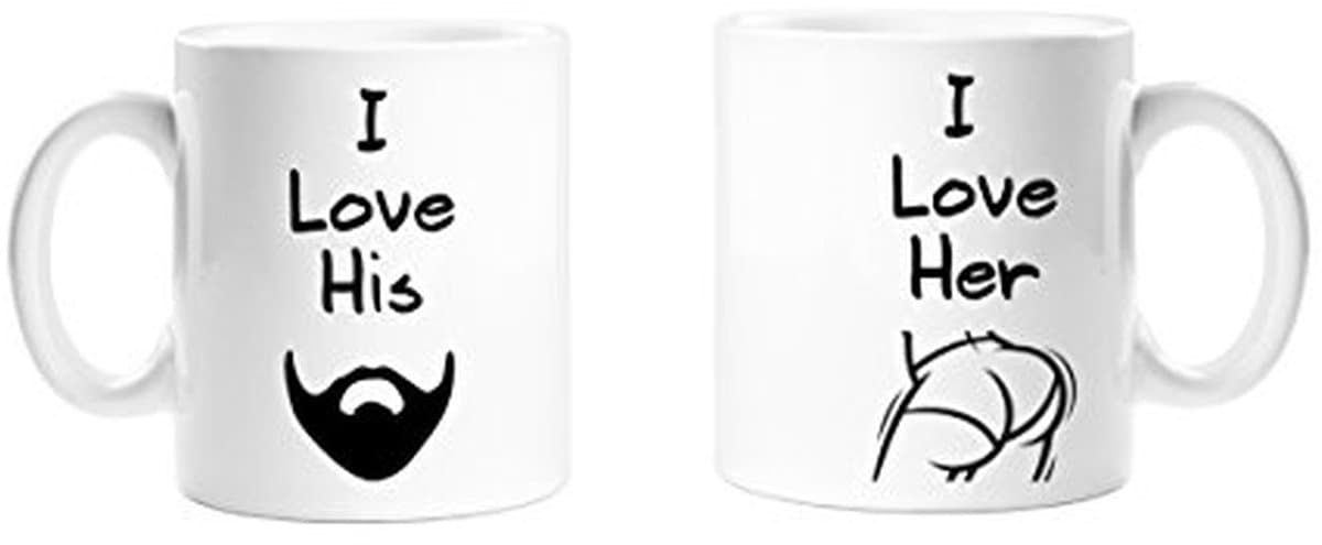Koppels Mokken - Cadeauset - Cadeau Geven - Bedrukt aan beide zijden - 2 stuks 313 ml - Wit — afbeelding 1